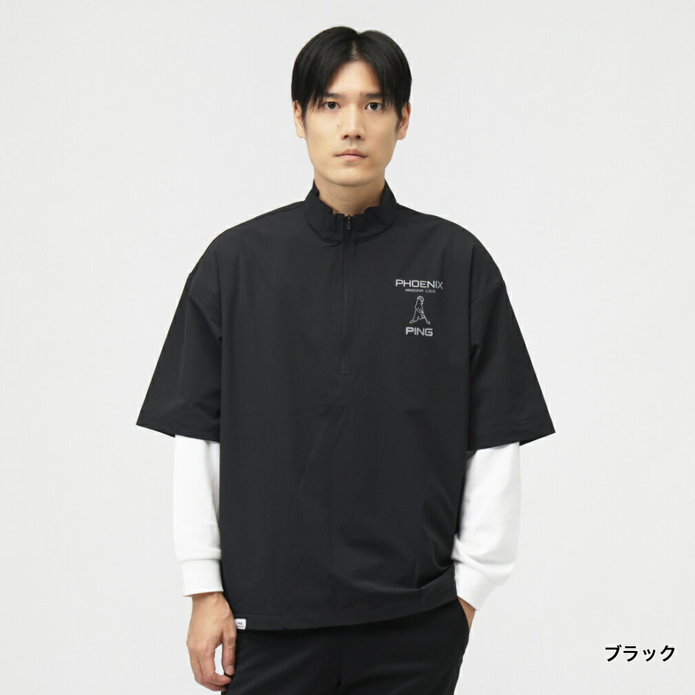 11/15限定★抽選で最大100％Pバック ピン ゴルフウェア 半袖ウインドブレーカー 秋 冬 24FW半袖スニードジャック (6214220805) メンズ PING