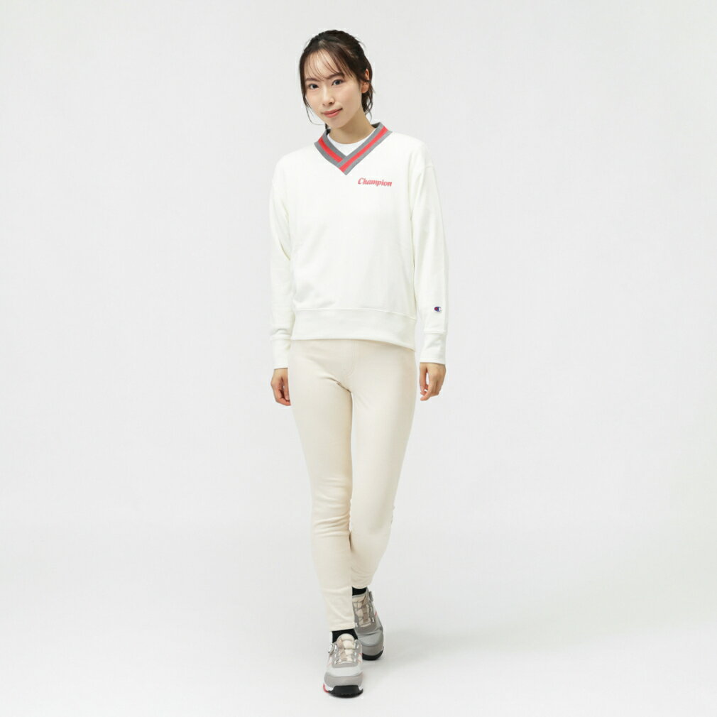 チャンピオン レディース ゴルフウェア 長袖トレーナー 秋 冬 Vネックスウエットシャツ ストレッチ・軽量・吸汗速乾 (CW-CG002) Champion