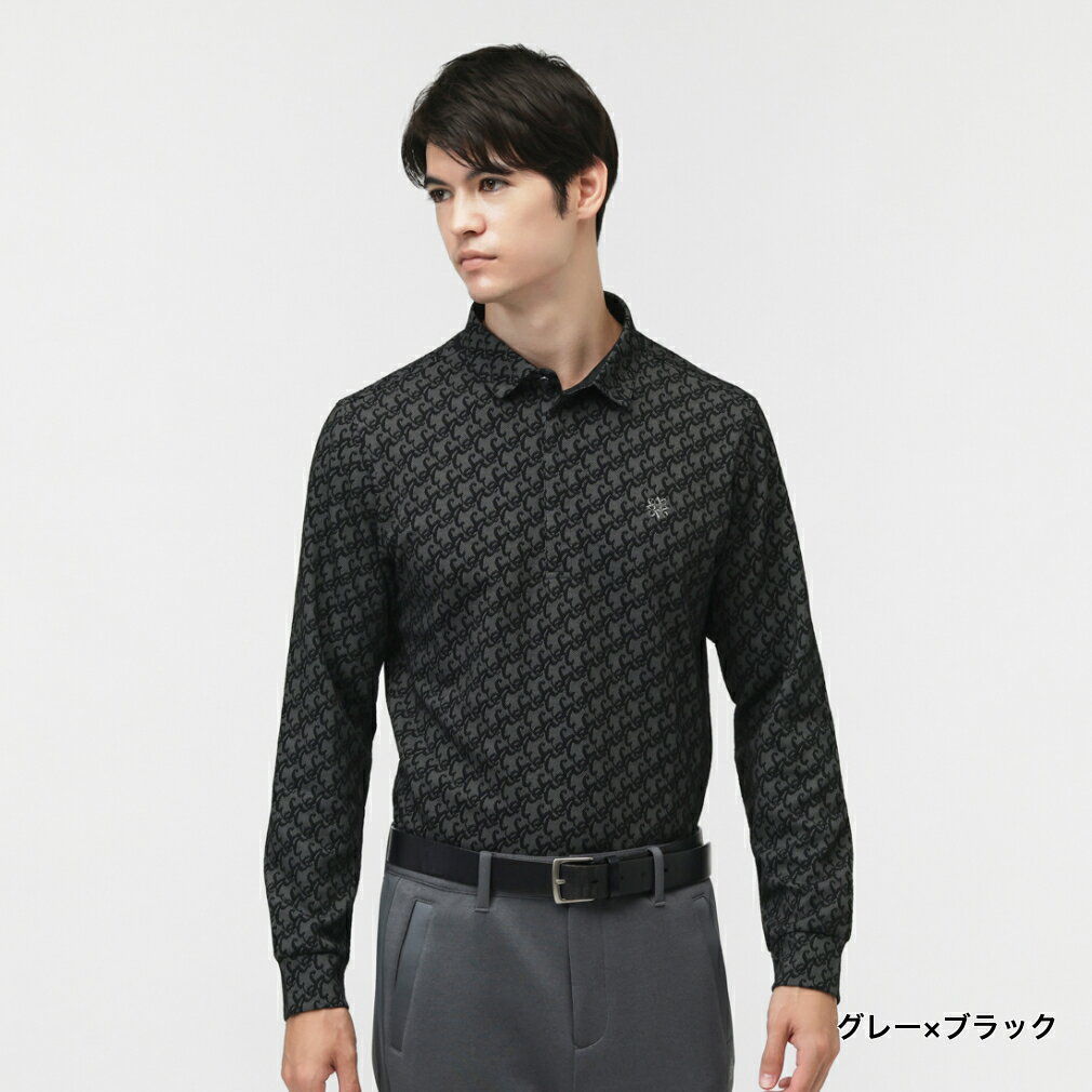 11/5限定★抽選で最大100％Pバック セントアンドリュース ゴルフウェア 長袖シャツ 秋 冬 SAロゴふくれジャガード長袖シャツ (0425261901) メンズ St ANDREWS