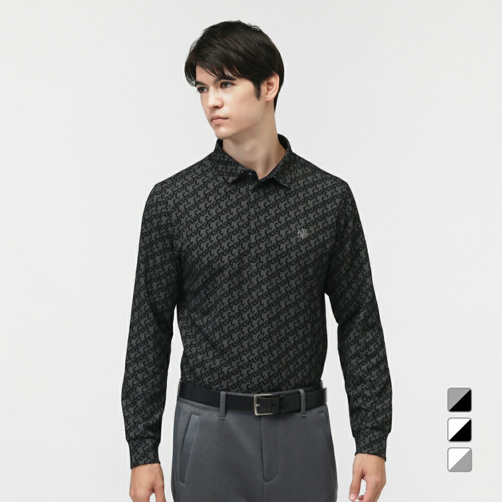 11/5限定★抽選で最大100％Pバック セントアンドリュース ゴルフウェア 長袖シャツ 秋 冬 SAロゴふくれジャガード長袖シャツ (0425261901) メンズ St ANDREWS