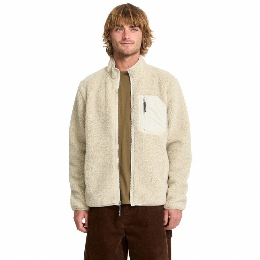 最大10％OFFクーポン 【11/20〜11/27】 2025秋冬 ボルコム メンズ アウトドアカジュアル フリースジャケット MUZZER FUZZAR ZIP A4832306 STN : オフホワイト VOLCOM