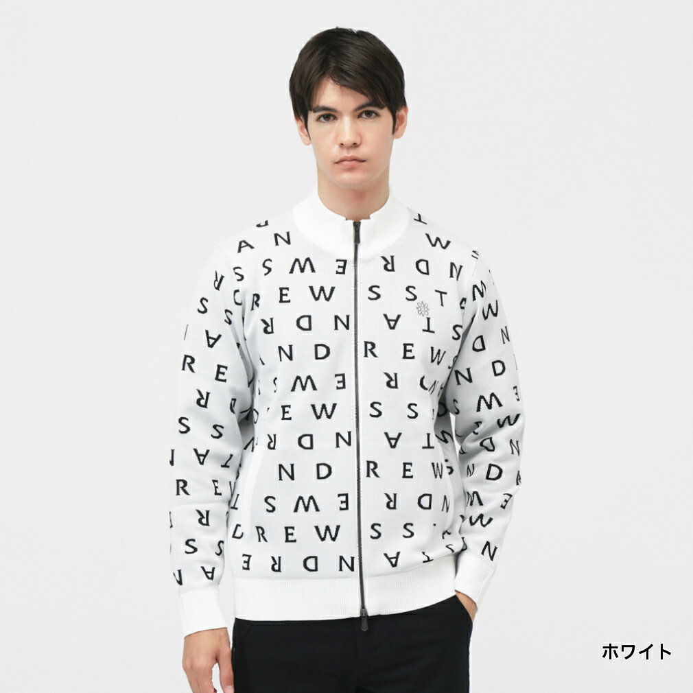 11/5限定★抽選で最大100％Pバック セントアンドリュース ゴルフウェア 長袖トレーナー 秋 冬 14Gロゴジャガードニットフルジップ (0425272053) メンズ St ANDREWS