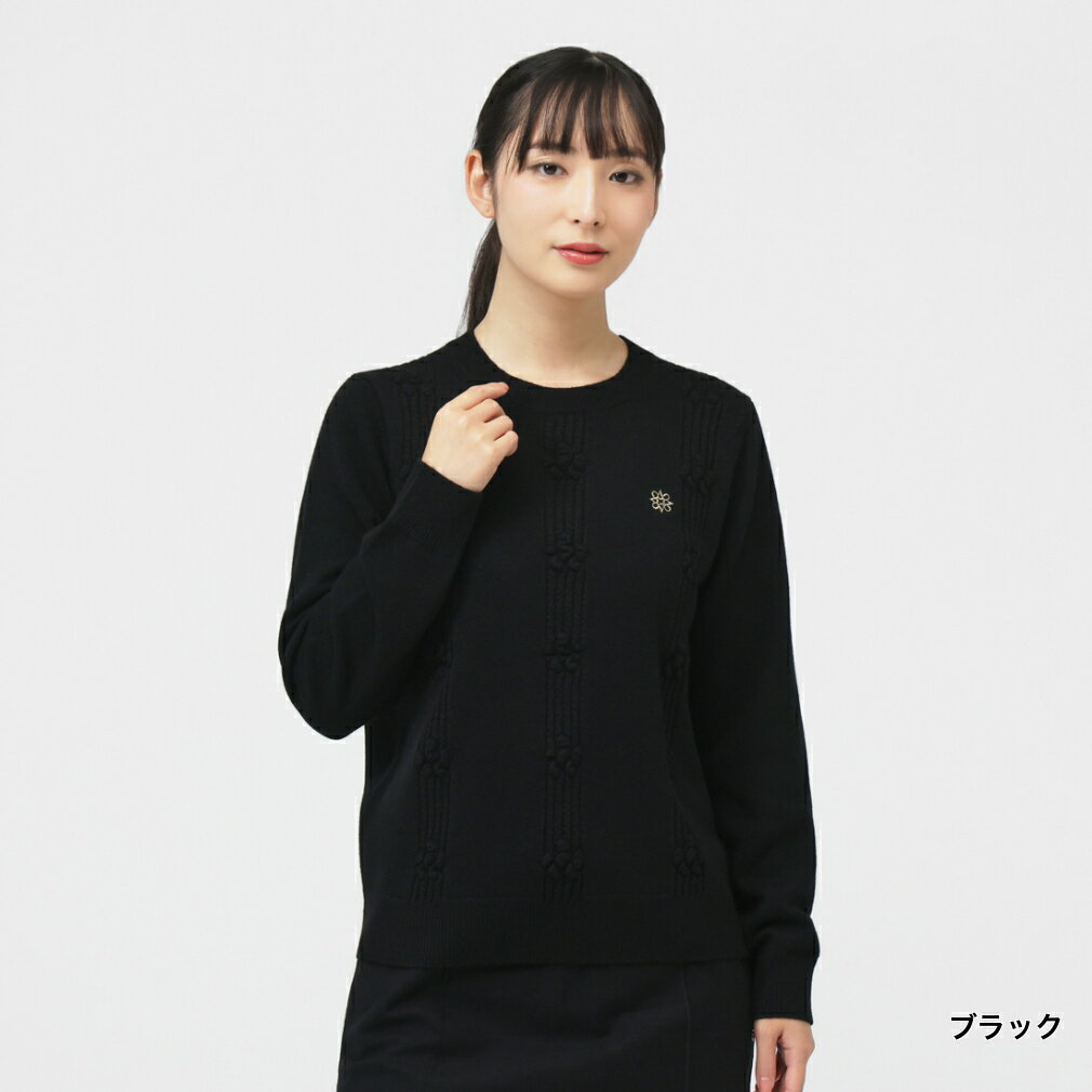 11/20限定★抽選で最大100％Pバック セントアンドリュース レディース ゴルフウェア 長袖セーター 秋 冬 9Gアイレットリブ花柄プルオーバーニット (0435270002) St ANDREWS