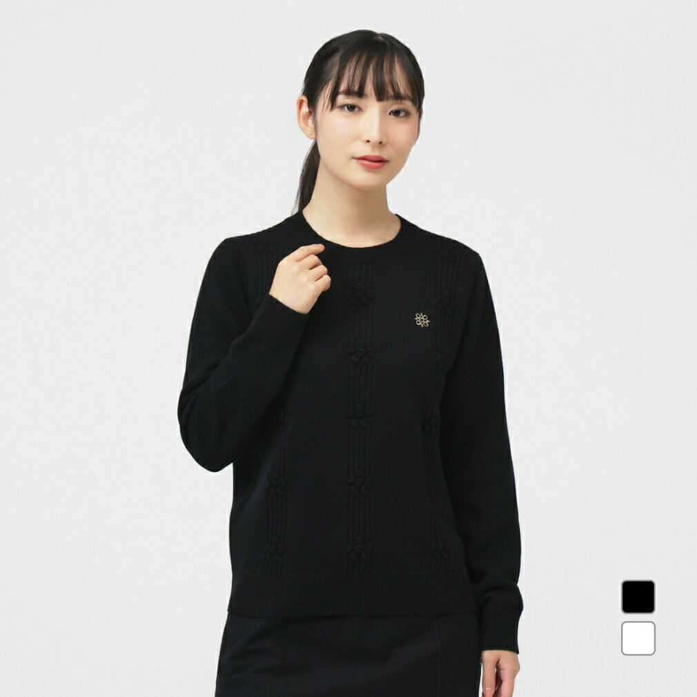 11/20限定★抽選で最大100％Pバック セントアンドリュース レディース ゴルフウェア 長袖セーター 秋 冬 9Gアイレットリブ花柄プルオーバーニット (0435270002) St ANDREWS