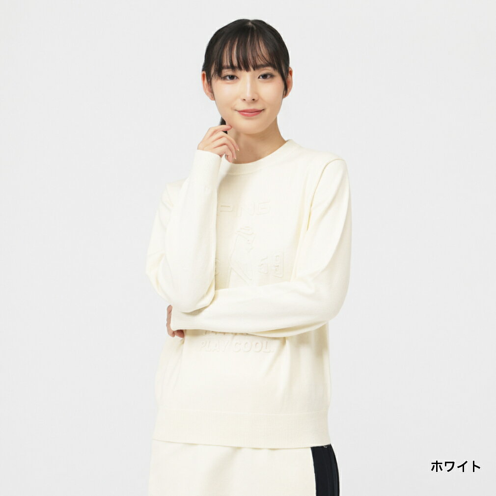 11/18限定★抽選で最大100％Pバック ピン レディース ゴルフウェア 長袖セーター 秋 冬 ウールライククルーネックニット (6225270001) PING