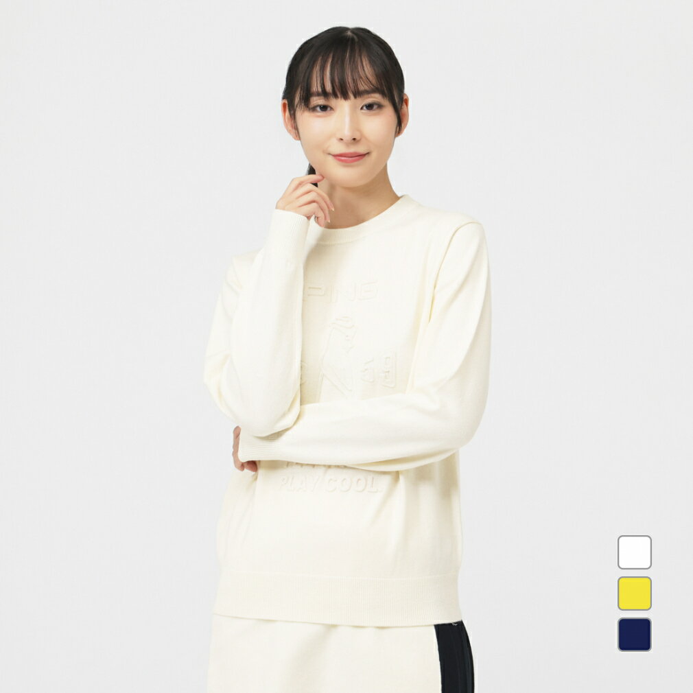 11/18限定★抽選で最大100％Pバック ピン レディース ゴルフウェア 長袖セーター 秋 冬 ウールライククルーネックニット (6225270001) PING