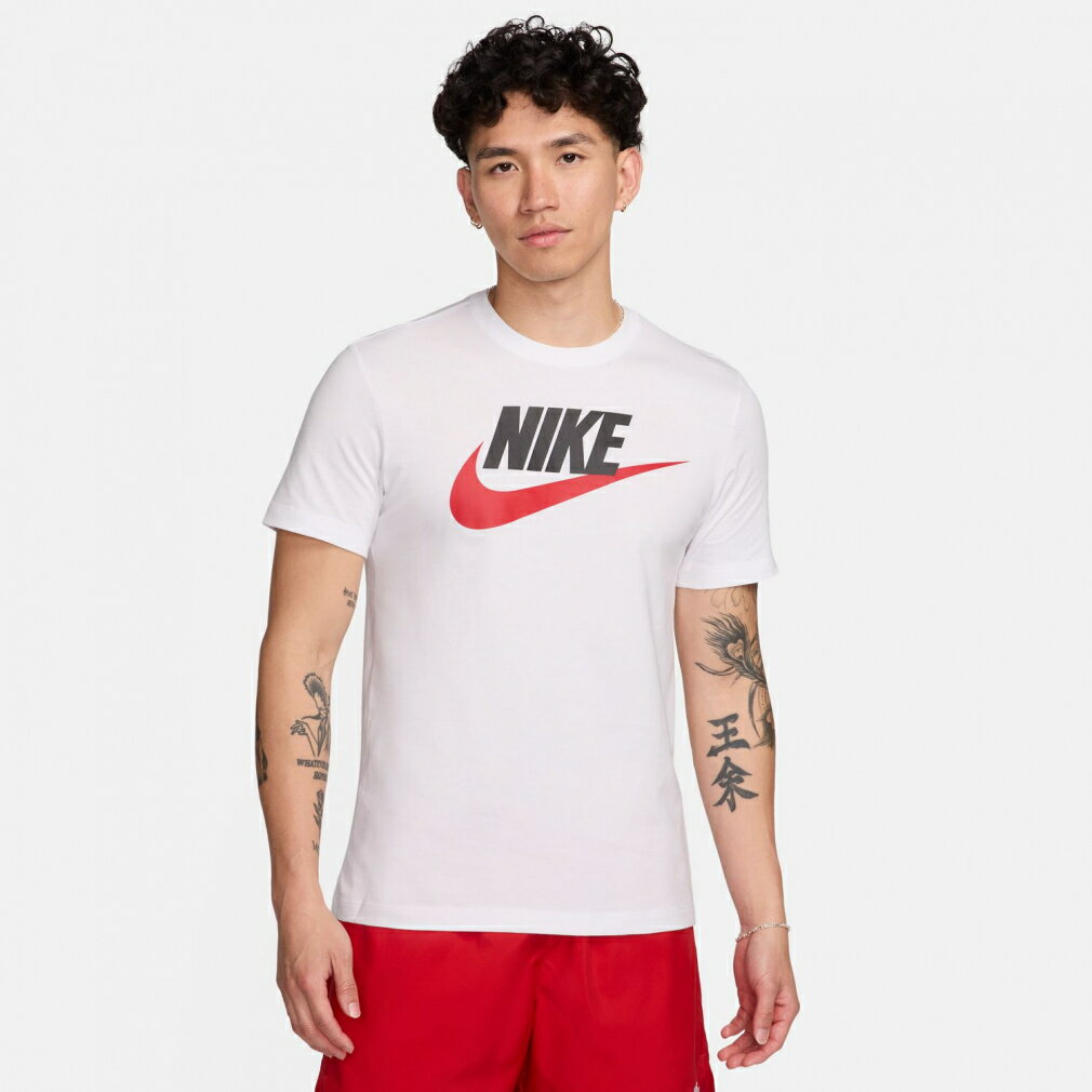 最大10％OFFクーポン 【5/30】 ナイキ メンズ 半袖 Tシャツ NSW フューチュラ アイコン S/S Tシャツ AR5005 100 スポーツウェア ： ホワイト×レッド NIKE