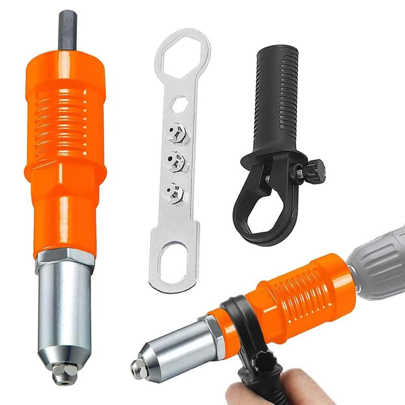 YUENTOEN リベッター リベット 工具 インパクトドライバー専用 合金鋼 2.4mm 3.2mm 4.0mm 4.8mm 六角レンチ付き 置換電動リベッター リベットアタッチメント