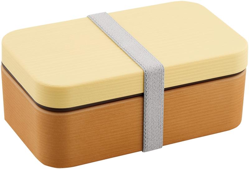 正和(Showa) 弁当箱 お米がくっつきにくい 木目 樹脂 長角弁当 イエロー クリーンコート 電子レンジ・食洗器対応 600ml 男性 女性 日本製 4979538
