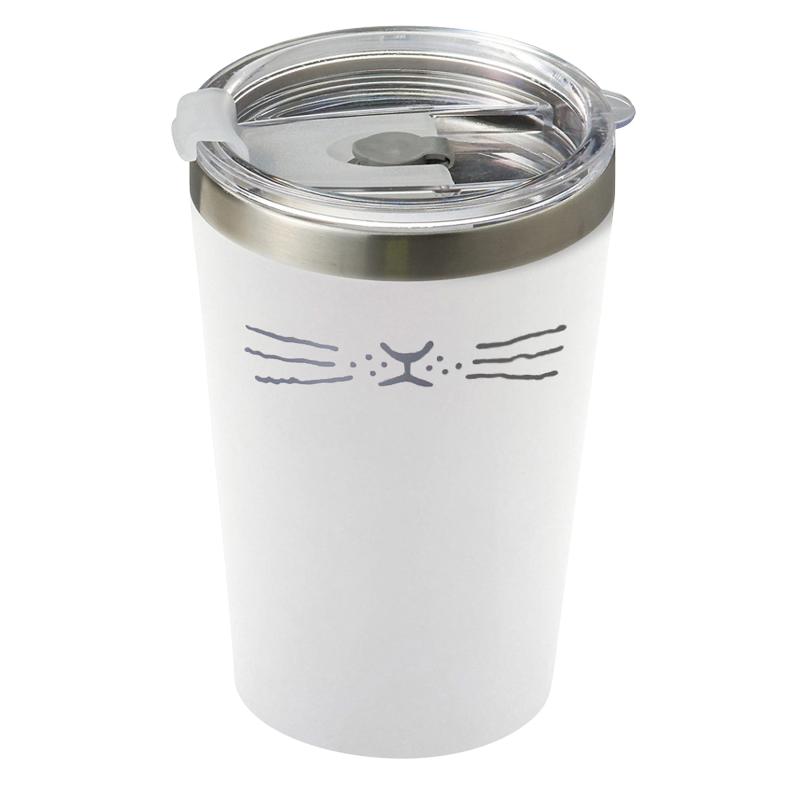 nnma (んーま) タンブラー 猫 ふた付 保温 保冷 ステンレス 真空断熱 二重構造 カップホルダー 370ml ..