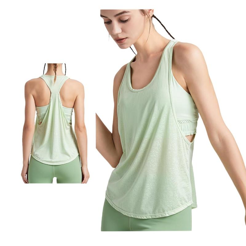 [Siomlana] パッドなし/別売 ヨガ タンクトップ レディース トップス スポーツ クルーネック フィットネス トレーニング 伸縮性 ホットヨガ 通気 薄手 ゆったり