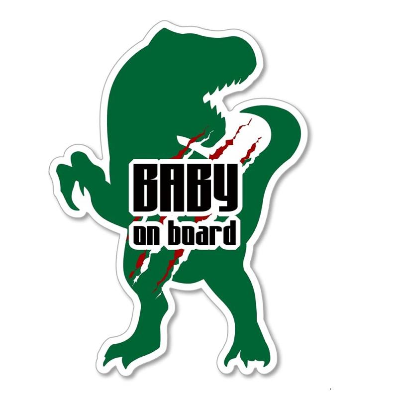 SignStore 恐竜のシルエットステッカー Baby on board 約14.5cm×10cm マルチカラー ビニール 日本製 防水加工 car_character_07_Baby