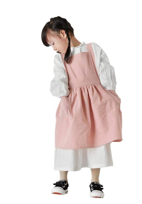 [Chaiclo] ママとお揃い チャイルド エプロン ナチュラル コットン リネン 素材の シンプル オーバーオ..