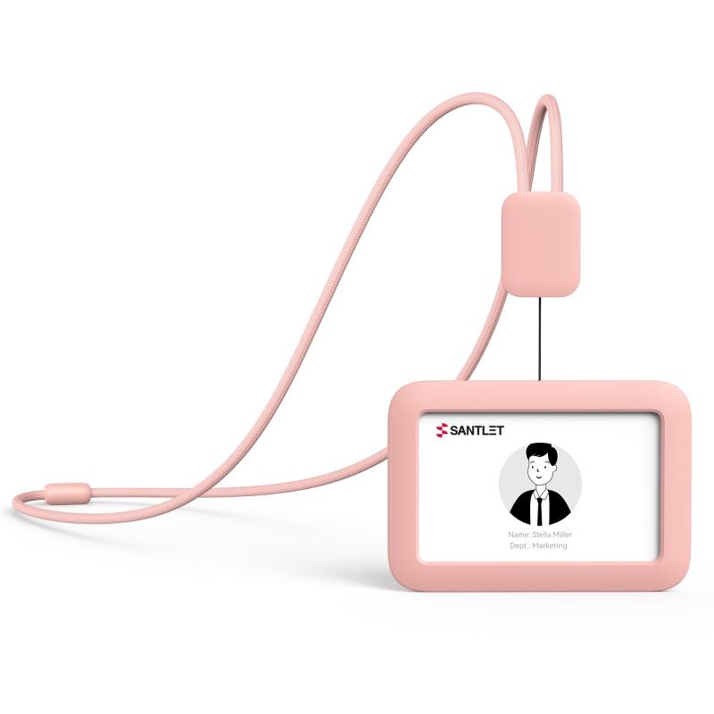 [SANTLET] ID カードホルダー カードホルダー 首掛け 社員証ケース 名札 ホルダー idカードケース パスケース リール付き 伸縮可能 シリコン製 ネックストラップ 安全分離バックル 2枚 収納可能