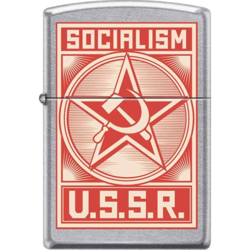 Zippo 共産主義ソ連のポスター ハンマーと鎌 クローム仕上げ 並行輸入