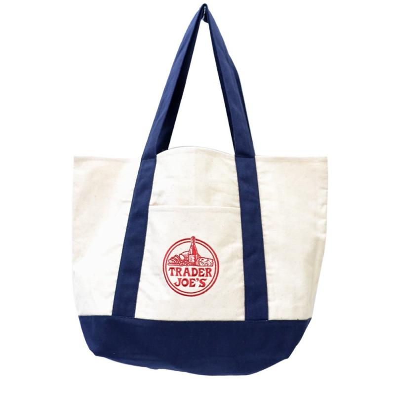 (トレーダージョーズ) TRADER JOE’S エコバッグ/トートバッグ Canvas White/Navy マザーズバッグ 買い..