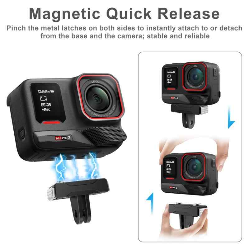 FiTSTILL マグネット式クイックリリースアダプターマウント 2個パック Insta 360 X5/Insta 360 Ace Pro 2用 メタルクイックリリースマウント X5アクセサリー