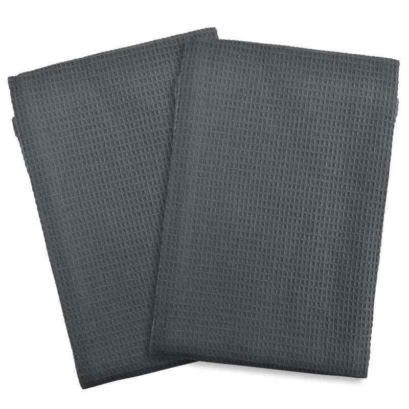 ティータオル キッチンタオル コットン 布巾 食器拭き 吸水 布巾 台拭き 水切りタオル 大判 グレー 2 枚セット ワッフル織り布巾 45 x 65 cm お皿拭きタオル 鍋拭き 食器用布巾 綿 タオル キッ