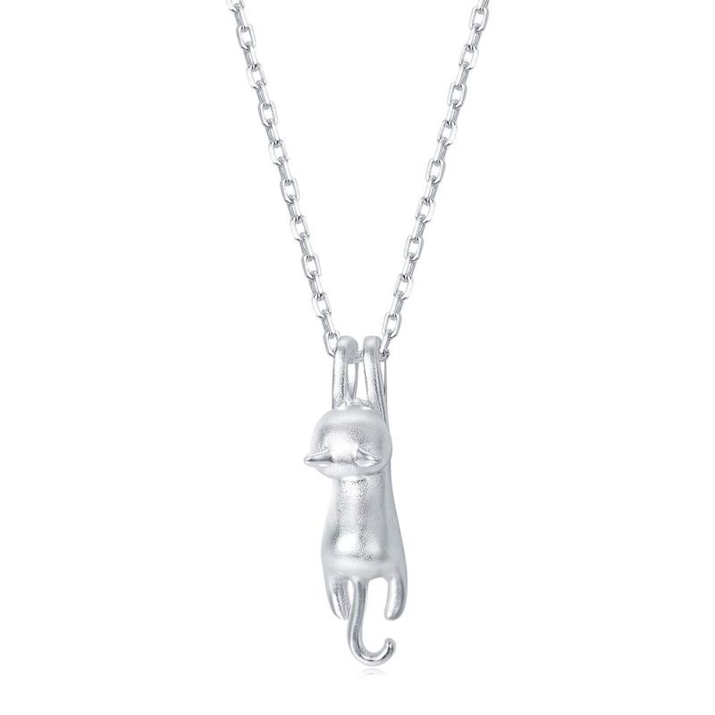 KUKA.JEWEL ねこ ネックレス レディース 猫 シルバー 925 ネコ ペンダント アクセ アクセサリー シンプル 人気 かわいい おしゃれ 誕生日 記念日 プレゼント (シルバー)