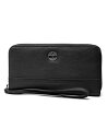 Timberland レディース レザー RFID ジップアラウンド ウォレット クラッチ リストレットストラップ付き, 黒 (小石), One Size