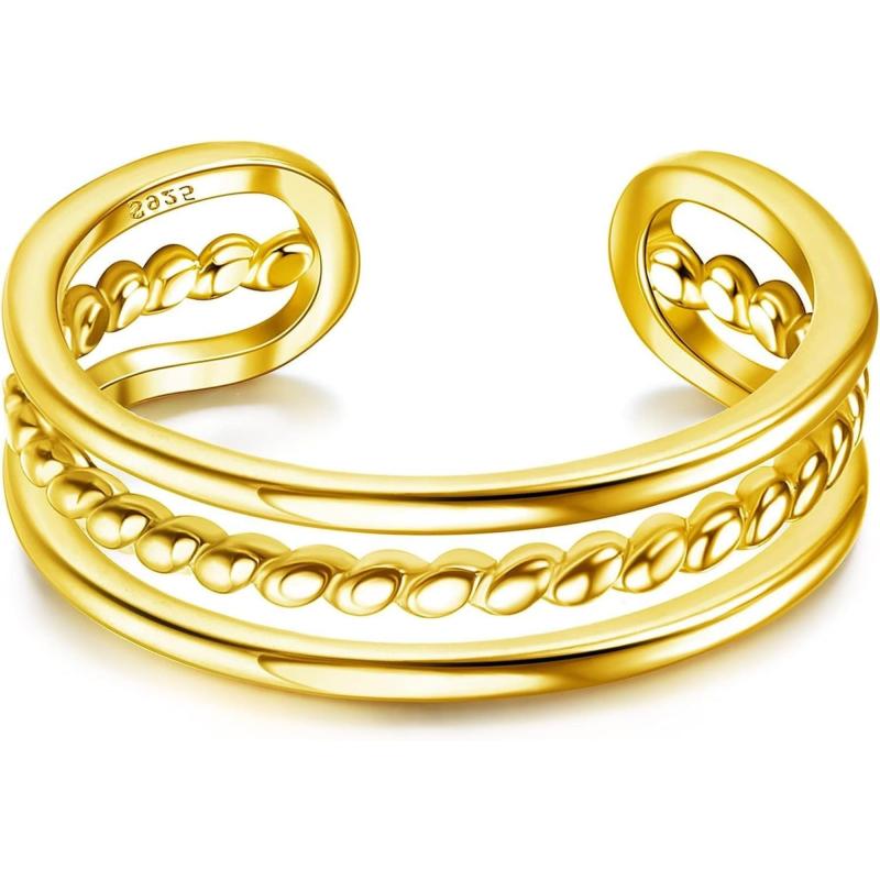 [LOYALLOOK] 925 シルバー トゥリング 女性 調節可能 オープン トゥリング 足 リング 小指 リング ミニ..