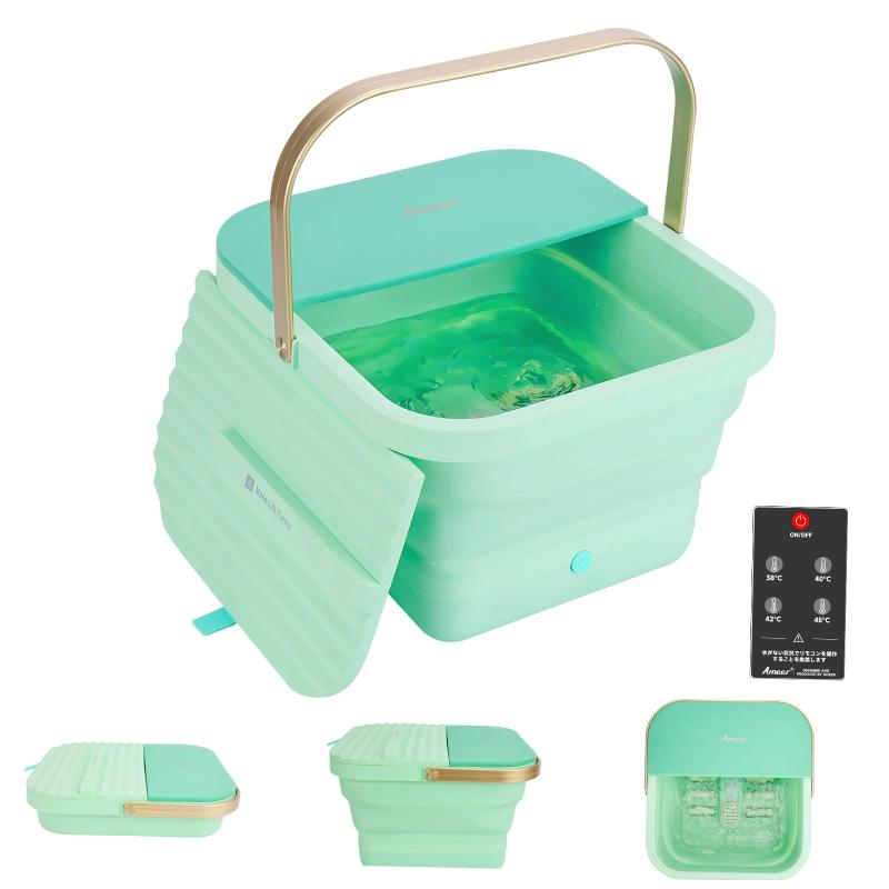 Ameer 足湯器 足湯 フットバス 折り畳め 浴剤可 高温自動オフ バブル機能 加熱・保温機能付き 隠し電源..
