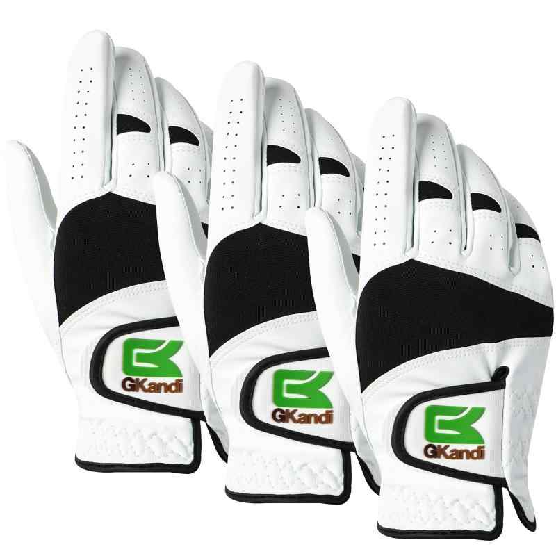 ゴルフグローブ メンズ 3枚セット 天然羊革とマイクロファイバーレザーの組み合わせ 柔らかめ 伸縮性 ..