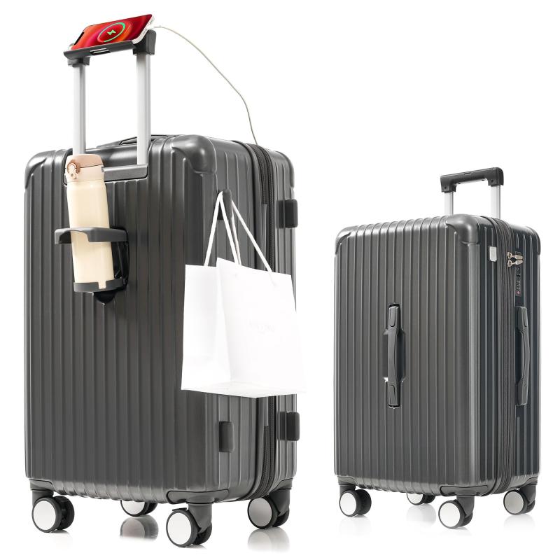 BTM スーツケース 機内持込み 前開き キャリーケース 2泊3日 4~7泊 7泊以上 キャリーバッグ USB Type-C 充電口 カップホルダー付き 多機能 フロントポケット PC収納 suitcase sサイズ mサイズ lサイズ