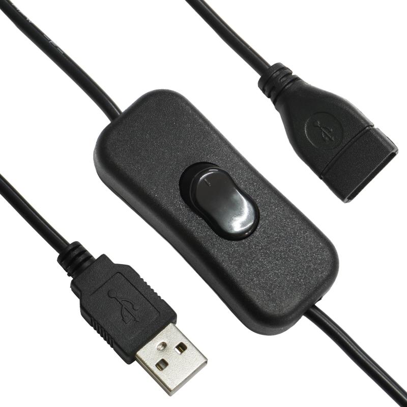 Kaito Denshi(海渡電子) USB Type-A スイッチ オン オフ 電源 延長 ケーブル 通信不可 ブラック