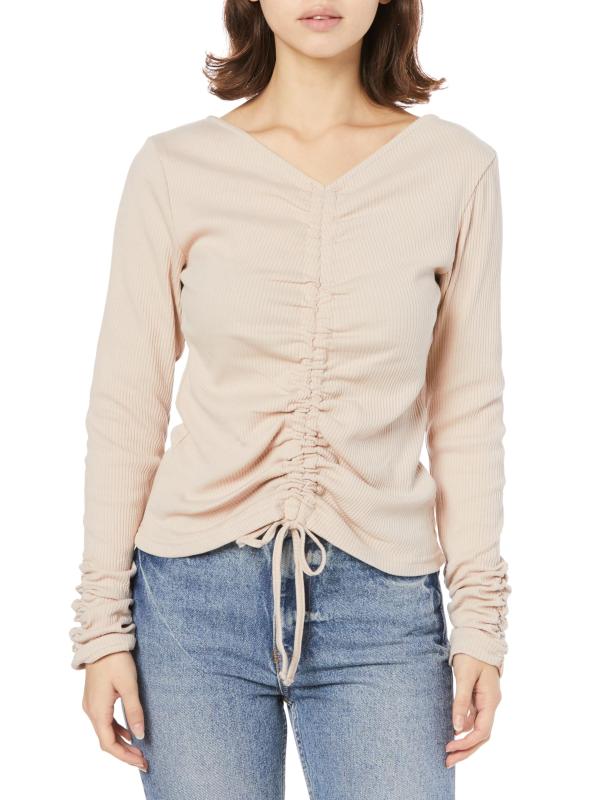 [ジル] プルオーバーセーター フロント・袖口ギャザートップス レディースフロントドロスト仕様のカットソートップスです。フロントにドロスト仕様、また、袖口もギャザーが入った1枚です。肌触りの良い柔らかいテレコ素材です。着回ししやすい定番カラ...