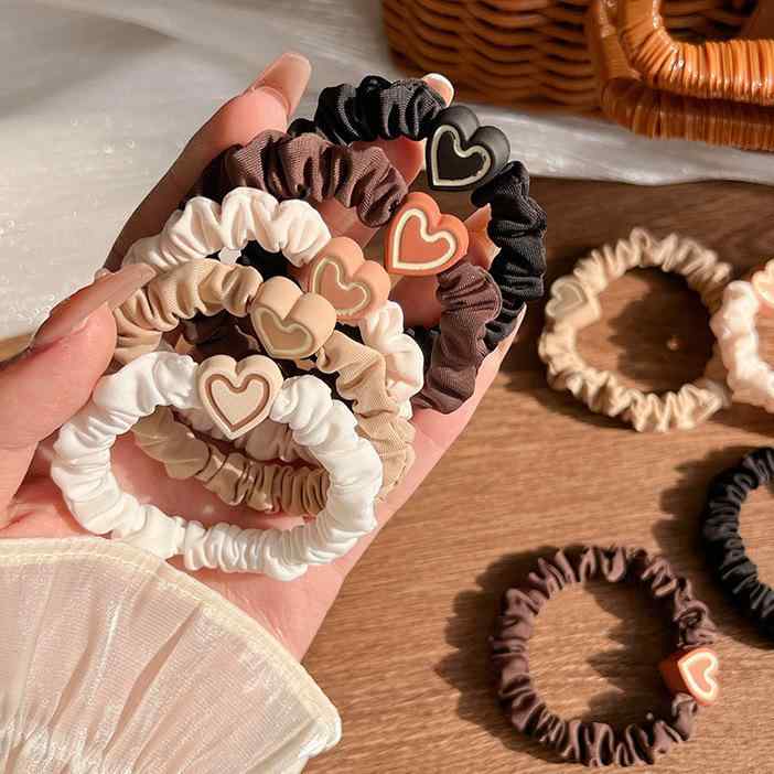 发束 - ヘアゴム ヘアアクセサリー 少女用 ミルクティー色 ハート型 ふわふわ素材 ハイポニーテール用 爽やかデザイン 髪結び ポニーテールゴム かわいい 柔らか 日常使い