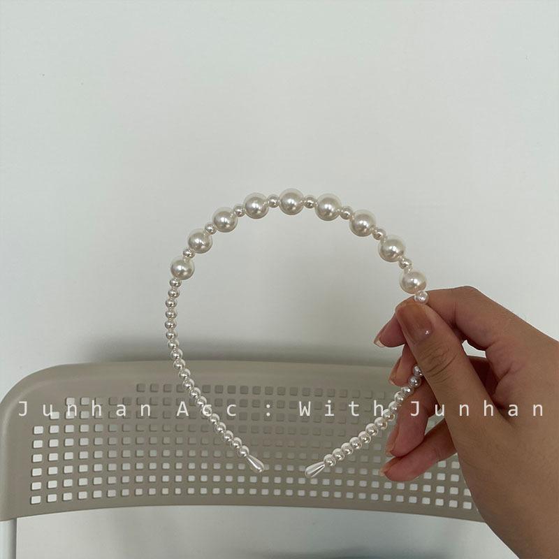 ヘアバンド 少女用 ブルー パール付き 布 スポンジ内蔵 ボリュームア...(4.0)