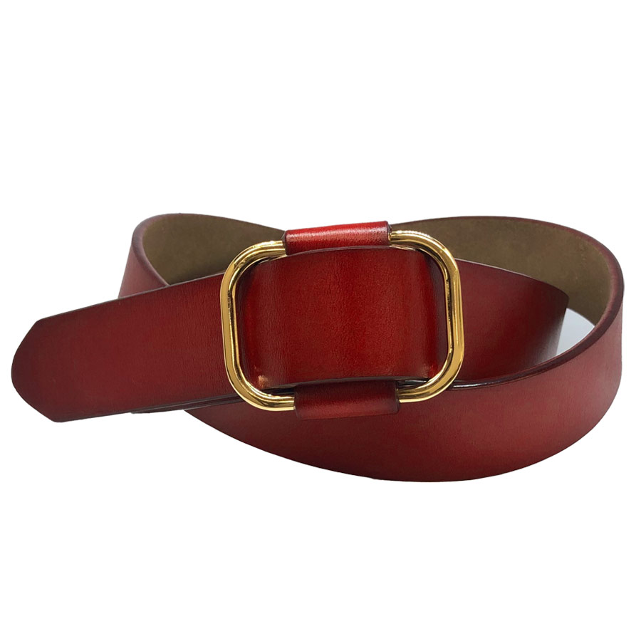 ワインレッド レザーベルト バックル付き 姫路レザー 本革 ビジネス ベルト ロングサイズ 30mm 53 ワイン