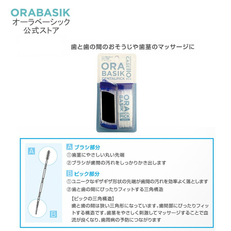 【公式】 オーラベーシック デンタルピック 110本 歯間ピック つまようじ 汚れ取り 歯茎 歯垢 マッサージ 歯間ブラシ Ora Basik 使い捨て 衛生的 携帯用 三角ようじ シングルユース オーラルケア デンタルケア 父の日 口臭ケア 口臭予防 3