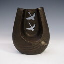花瓶/蕾 鶴亀 花器 茶 銅製 桐箱入り【ポイント10倍】k3
