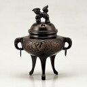 【 高岡銅器 】伝統美術 正晴作「カン付鳳凰香炉」銅製 古手色 桐箱入 134-04【ポイント10倍】