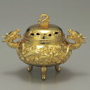 香炉 高岡銅器 伝統美術「龍神香炉」合金製 純金メッキ 化粧箱入 15.5×10.2×11.5cm【ポイント10倍】160-09