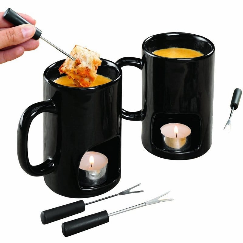 チョコレートフォンデュ マグセット 黒 ブラック Chocolate Fondue Mugs, Set of 2