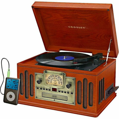 クロスリー ラジオ レコードプレーヤー CDプレーヤー カセットデッキ Aux Bluetooth Crosley CR704D-PA Musician 3-Speed Turntable with Radio, CD/Cassette Player, Aux-In and Bluetooth