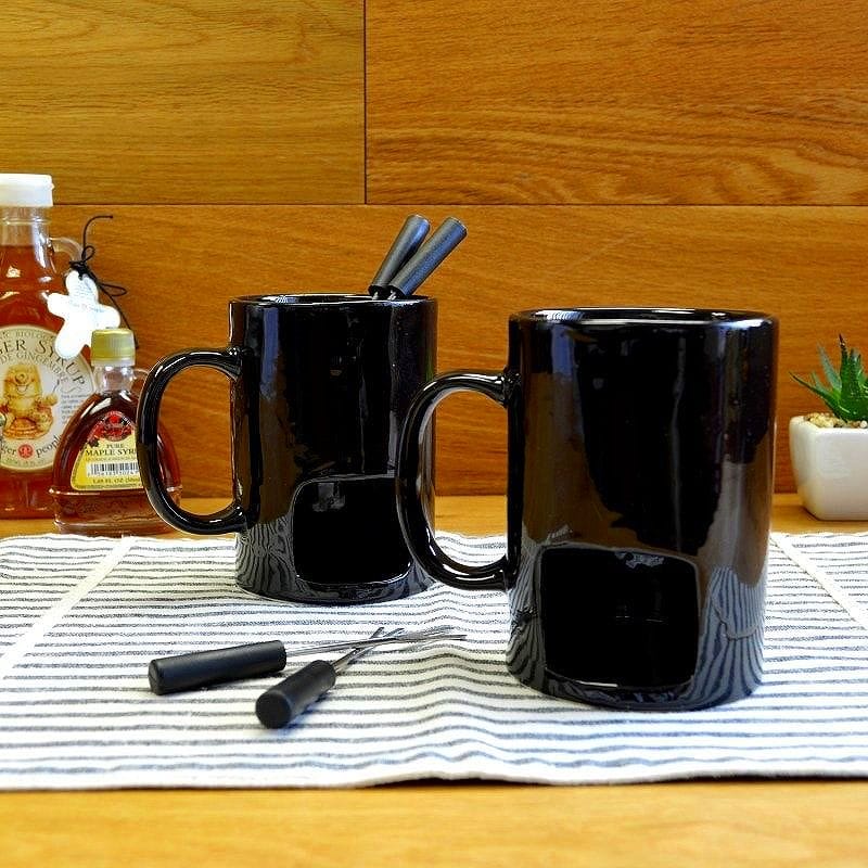 チョコレートフォンデュ マグセット 黒 ブラック Chocolate Fondue Mugs, Set of 2