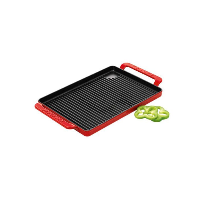 シャスール 2重 ホーローキャストアイアン フレンチビストログリルパン グリドル 赤 チリレッド Chasseur Cast Iron French Bistrot Grill/Griddle, Chili Red