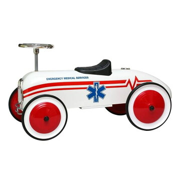 【組立要】モルガン・サイクルレトロスタイル・EMS救急車子供 白Morgan Cycle Retro Style EMS Ambulance Children Foot to Floor Ride-On, White