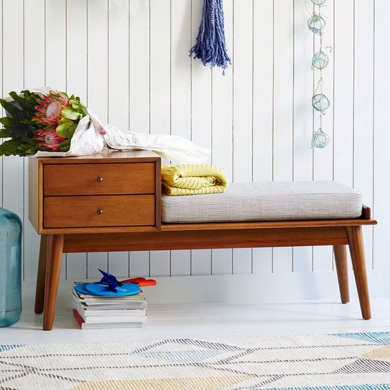樂天商城 - ミッドセンチュリー 棚 ベンチ 椅子 チェア Mid-Century Storage Bench - Acorn