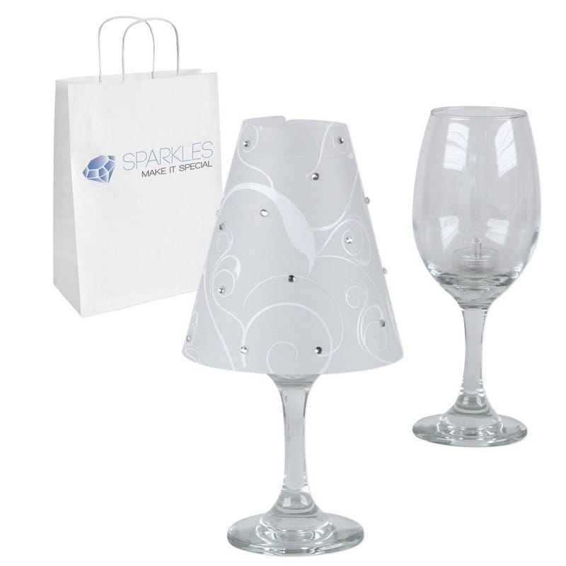 グラスセット ラインストーン付ランプ 結婚式 ウェディング テーブル センタートップ飾り Sparkles Make It Special 12 Wine Glass Lamp Shades with Rhinestones Wedding Party Table Centerpiece Decoration