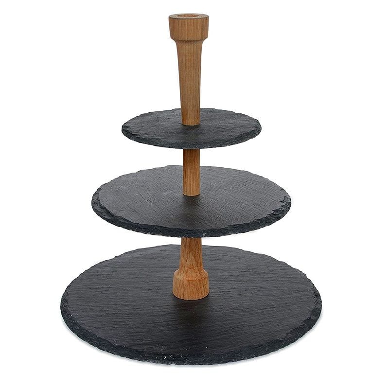 {XJ `[Y^[ 3i fBXv[ X^h z[p[eB X[g I[N ؐ Boska Holland Cheese Tower, 3 Tier Serving Tray, Slate and Oak Wood, Pro Collection