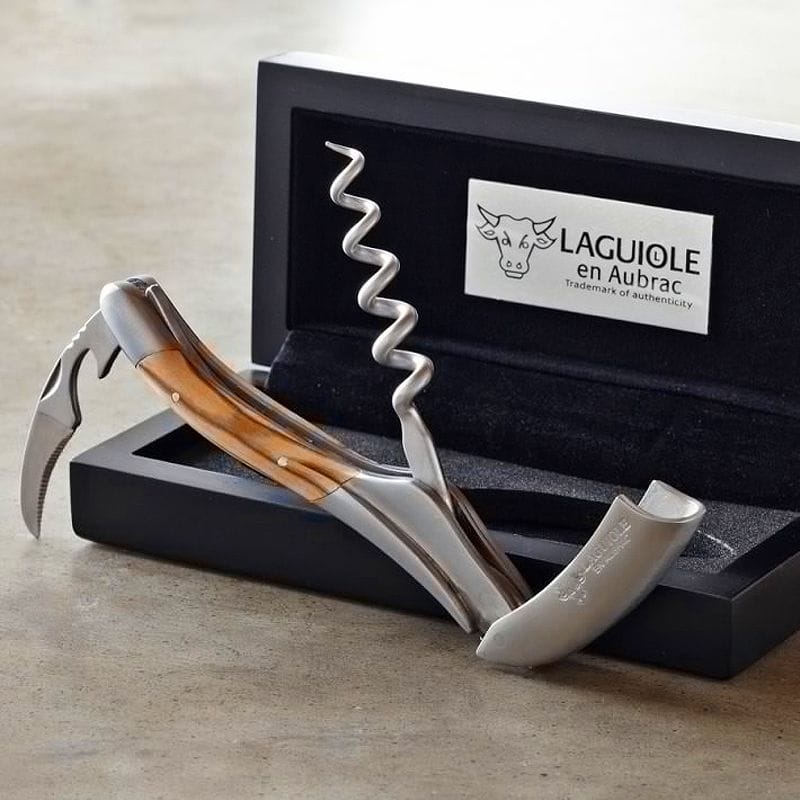 ラギオール アン オブラック コルクスクリュー ワインオープナー オリーブ ソムリエナイフ Laguiole En Aubrac Waiters Corkscrew Wine Opener, Olivewood