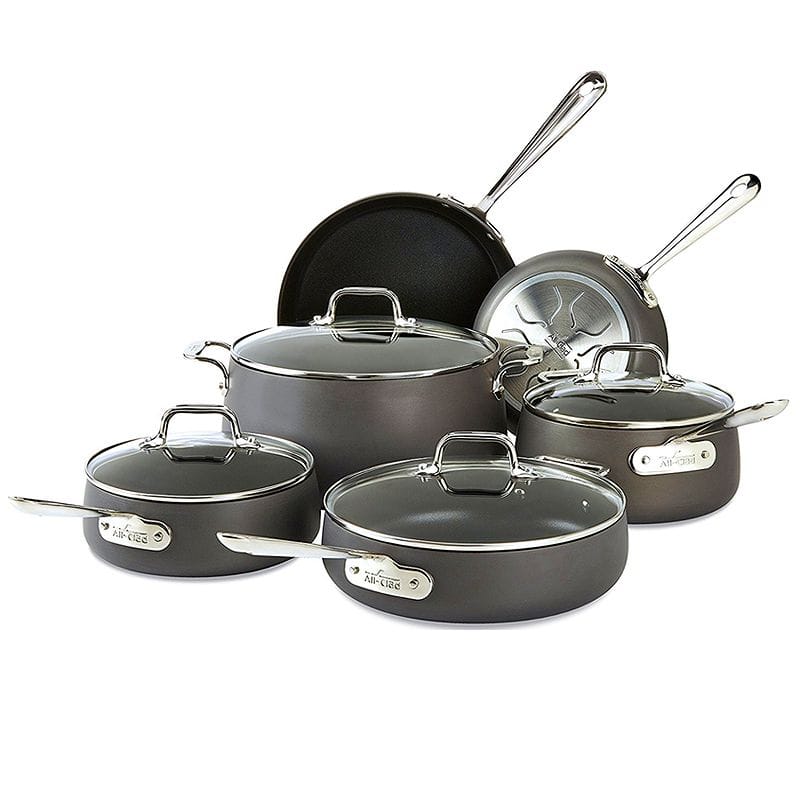 オールクラッド フライパン 鍋 10点セット PFOAフリー All-Clad E785SC64 HA1 Hard Anodized Nonstick Dish...