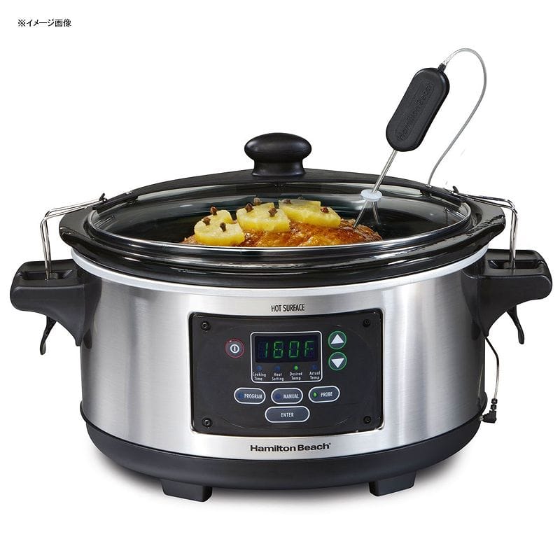 ハミルトンビーチ スロークッカー グルメ鍋 5.6L Hamilton Beach Set 039 n Forget Programmable Slow Cooker With Temperature Probe, 6-Quart (33969) 家電