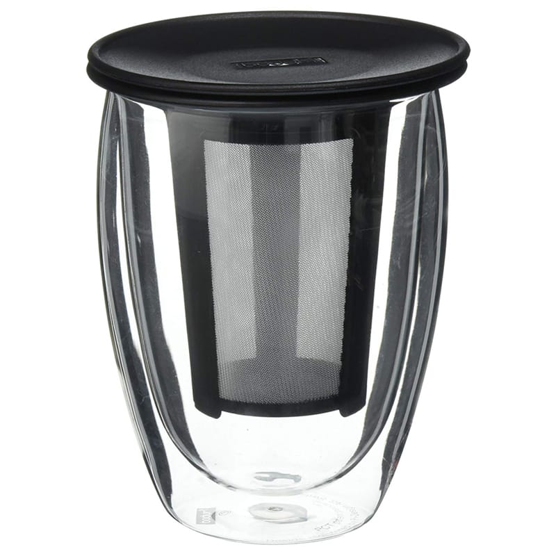 グラス 茶こし付 紅茶 緑茶 ボダム ティー 350ml Bodum Tea For One Double 0.35-Liter Wall Glass Tea Strainer