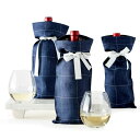 リネン ワインバッグ 3個セット Windowpane Linen Wine Bag, Set of 3